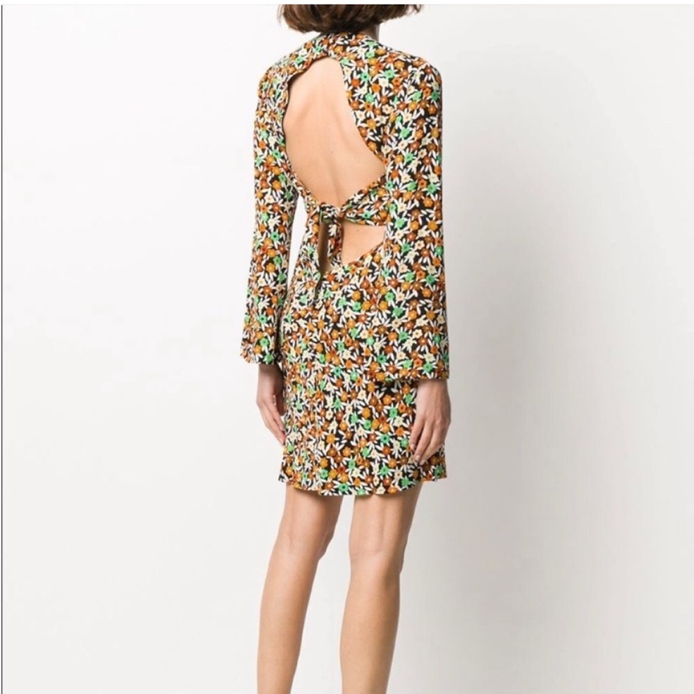Floral Print Mini Dress with Tie Back